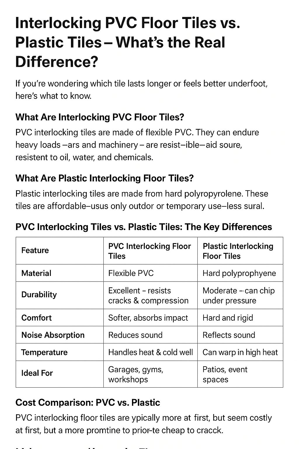Interlocking PVC Floor Tiles vs. Plastic Tiles – What’s the Real Difference?
